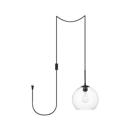 LIVING DISTRICT Baxter 1 Light Black Plug-In Pendant With Clear Glass LDPG2212BK